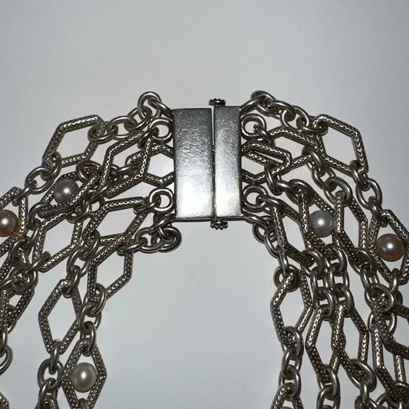 Charles Krypell sterling silver necklace with 14 karat and pearl accents - Picture 8 of 10